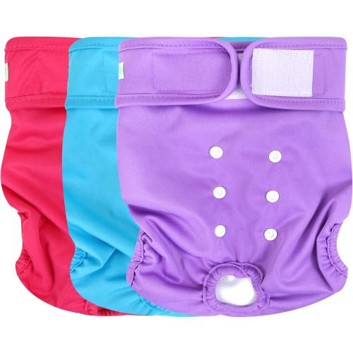 wegreeco Washable Reusable Premium Female Dog Diapers, Medium Large Small Dog Doggie Puppy & Doggy Diapers Female,Period Panties in Heat (Pack of 3, SMALL)
