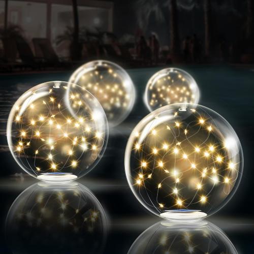 TIALLY Fairy Floating Pool Lights Solar Powered - 14 Inflatable Glow Balls for Pool, Solar Floating Lights for Pool, Floating Solar Pool Lights for Inground Pools, Pool Decorations Outdoor (4 Pack)