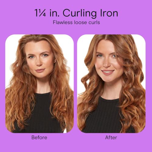 INFINITI PRO CONAIR Tourmaline Ceramic 1¼ Inch Curling Iron, 1¼-Inch Barrel Digital Hair Curler, Produces Loose Curls, 5 Heat Settings, For Use on Medium and Long Hair, Dark Grey