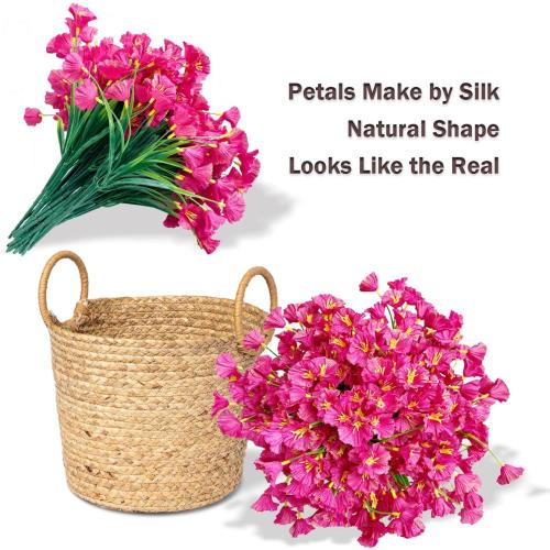 Artificial Fall Flowers for Outdoors,20 Bundles Outdoor Fake Plants UV Resistant Faux Silk Flowers for Autumn Outside Planters, Window Box Pot(Fushia)