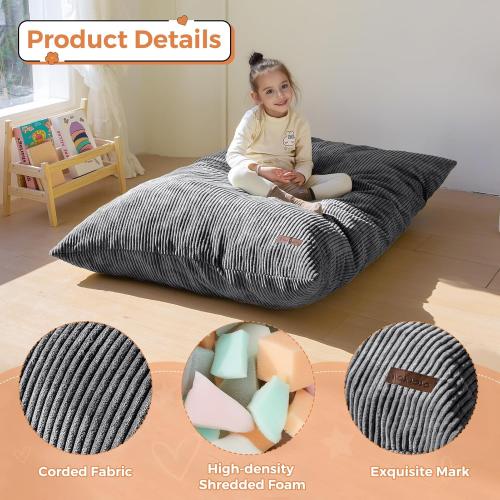 MAXYOYO 3 in 1 Kids Bean Bag Chair Bed, Convertible Chair Folds from Bean Bag to Lounger, Child Floor Sofa for Gaming, Reading, Floor Mattress with High-Density Foam Filling