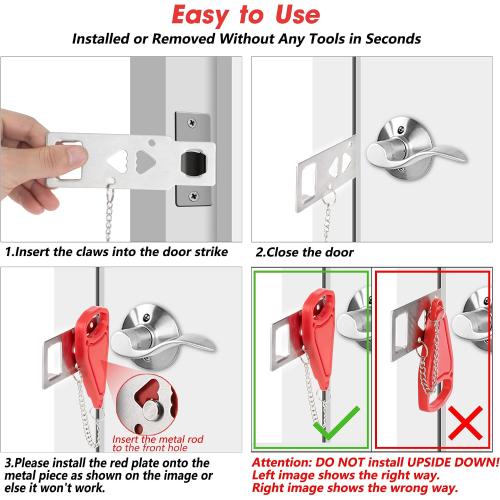 AceMining Portable Door Lock Home Security Door Lock Travel Lockdown Locks for Additional Safety and Privacy Perfect for Traveling Hotel Home Apartment College