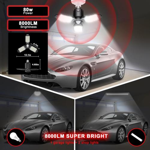 Motion Sensor Garage Light, 80W Motion Activated LED Shop Light for Stairway, Workshop, Basement (1Pack)