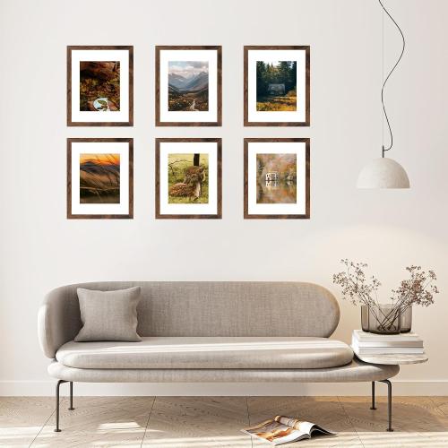 10x14 Picture Frame Deep Brown for 30 x 40cm Diamond Art Painting, Wood 10x14 Frame with 8.5x11 Mat for Wall Mounting, 30x40 cm Frame with Shatter-Resistant Plexiglass, Deep Brown, 1 Pack