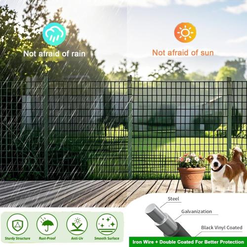 Welded Wire Fence 36inch x 50ft, Black PVC Coated Garden Fencing, 2 inch x 3inch 16Gauge Chicken Wire Fence Roll, Anti-Rust Metal Fencing for Yard Plant Protection Poultry Netting