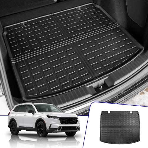 Color Black Rongtaod Cargo Mat Compatible with 2023 2024 2025 2026 Honda CRV (Include Hybrid) Cargo Liner Trunk Mat TPE All Weather Trunk Liner Honda CR-V Accessories (Fit Upper Deck, Trunk Mat)