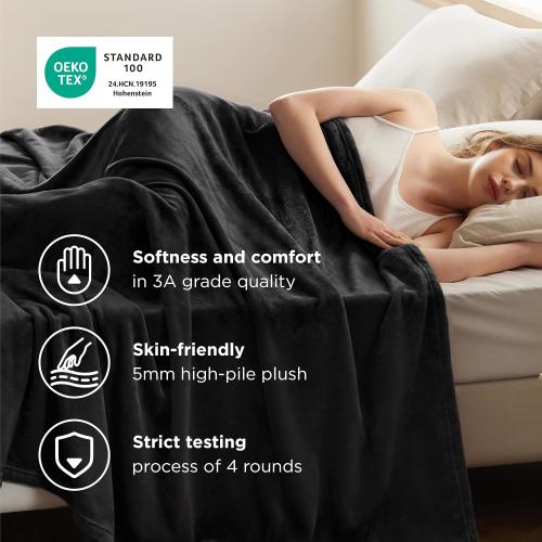 Bedsure GentleSoft Fleece Blankets King Size Black - Bed Blanket Soft Lightweight Plush Cozy Fuzzy Luxury Microfiber, 108x90 inches    **Black**