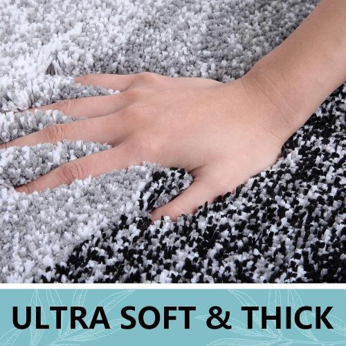 Arotive Microfiber Bathroom Rugs, Shaggy Soft and Absorbent Bath Rug, Non-Slip, Thick Plush Machine Washable Dry Bath Mats for Bathroom, Tub and Shower, 34x21, Black, Rectangular