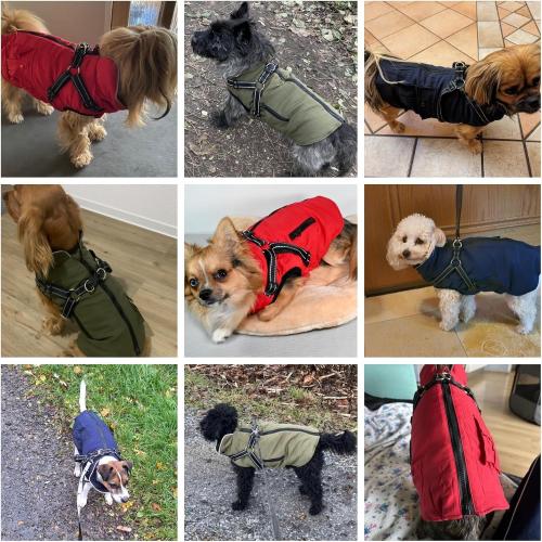 Size Small Medium Large Dog Winter Coat with Harness Built-in | Waterproof Dog Jacket with Zipper & Fleece Lining | Reflective Cold Weather Coat for Small Medium Large Dogs
