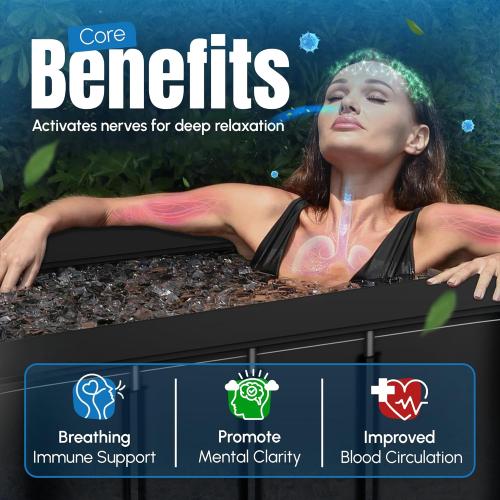 IcyPlunge Cold Plunge Tub - 140  Gallon Ice Plunge for Athletes & Adults, Recovery & Inflammation Relief, Ice Bath Tub with Water & Filter Treatments, XXL Oval Size
