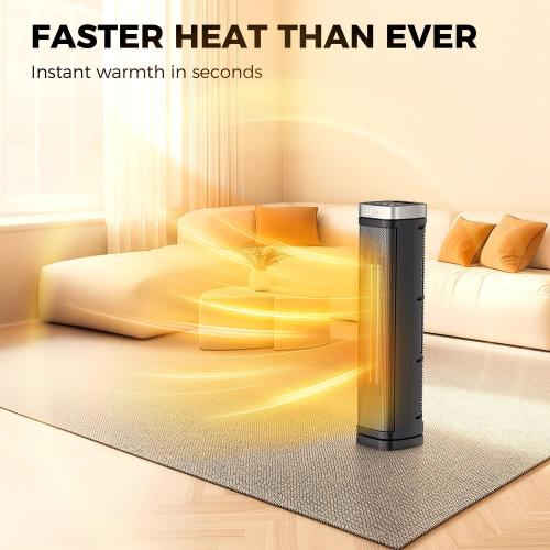 X-Large Space Heater for Indoor Use, Electric Ceramic Space Heater, Portable Heaters Fan for Office and Bedroom with Remote and Thermostat, 3 Modes, Overheating & Tip-Over Protection, ETL Listed,1500W