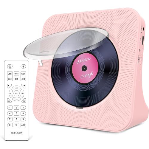 Greadio CD Player Portable with Bluetooth 5.0, HiFi Sound Speaker, CD Music Player with Remote Control, Dust Cover, FM Radio, LED Screen, Support AUX/USB, Headphone Jack for Home, Kids, Kpop, Gift