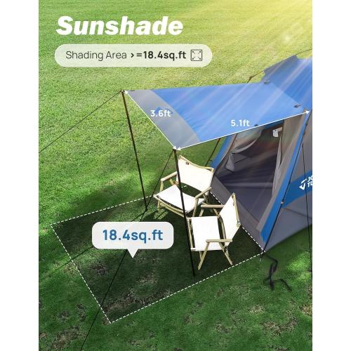 JOYTUTUS Automatic Truck Tent, Easy Set-up, Portable Truck Bed Tent 5.5FT-6.5FT with Rainfly, Truck Camping Tent with Waterproof PU2000mm Double Layer for 2 Person