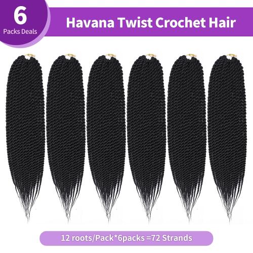 Admutty Havana Twist Crochet Hair, Jumbo Senegalese Twist Pre-Looped Synthetic Braiding Hair for Women, Soft & Lightweight Pre-Twisted Crochet Braids