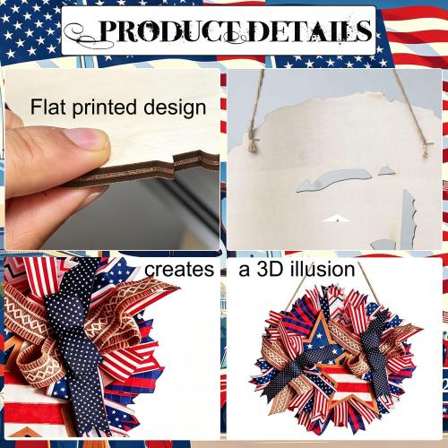 Spiritlele 250th Anniversary USA Door Sign Star Patriotic Wreath 4th of July Memorial Day Hanging Garland Indoor Decoration for Front Door Home Office Celebration Gift