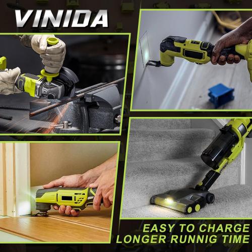 VINIDA 2Pack 18V 7.0Ah Replacement for Ryobi 18V Battery Lithium P104 P105 P102 P103 P107 P109 P108 Compatible with Ryobi Battery Power Tools and Charger