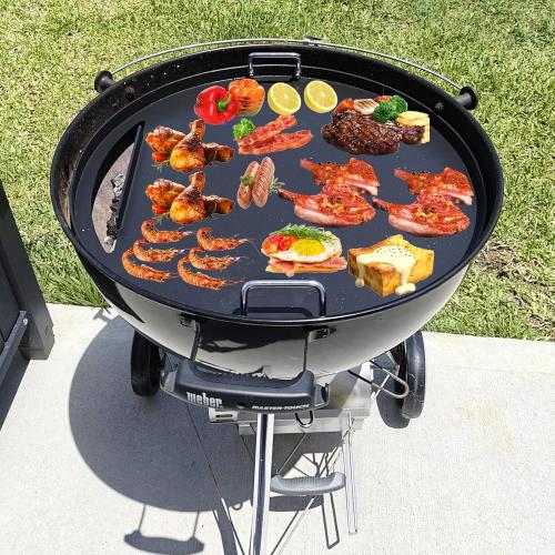 Heavy cast iron Cooking Griddle Plate for Weber 22 Kettle, One-Touch, Master Touch, Bar-B-Kettle, Performer Charcoal Grill for Recteq Pellet Grill RT-B380 Bullseye, Fire Pit Camping