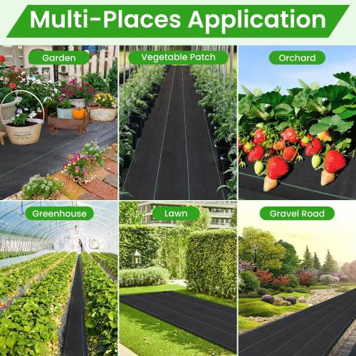 Weed Barrier Fabric, 4x300ft Landscape Fabric, 3.2oz Heavy Duty Durable Woven Geotextile Fabric, High Permeability Ground Cover Mat, Driveway Fabric, Garden Weed Control Cloth with 20 U-Securing Pegs