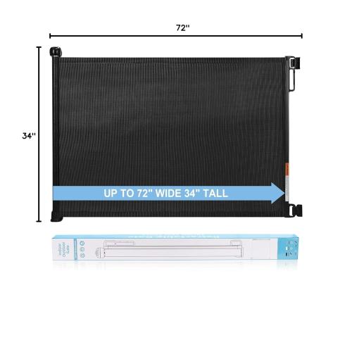 PRObebi Retractable Baby & Pet Gate - 34 Tall, Extends to 72 Wide, Mesh Gate for Doorways, Stairs, Hallways, Indoor/Outdoor (Black)
