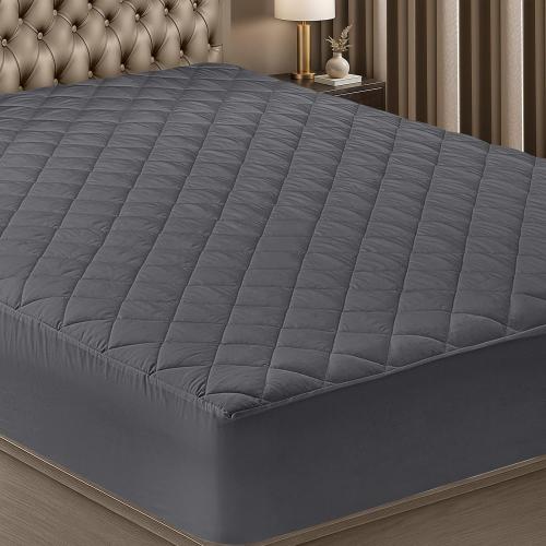 60x80x18 Utopia Bedding Quilted Fitted Mattress Pad, Queen Size, Elastic Fitted Mattress Topper Protector and Cover Stretches up to 16 Inches Deep, Machine Washable (Grey)