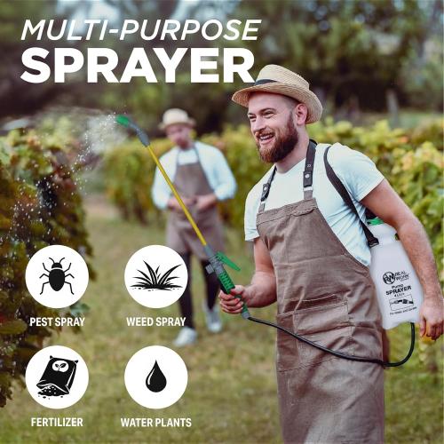 REALWORK 1-Gallon Handheld Tank Sprayer with Easy-Carry Shoulder Strap for Lawn, Garden, Yard, in Translucent White