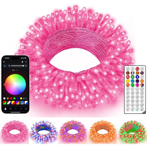 Ollny Smart Color Changing String Lights, 66FT 200 LEDs APP Control RGB Christmas Tree Lights with Remote, Programmable DIY Musical Waterproof Decor Light with Timer for House Indoor Outdoor