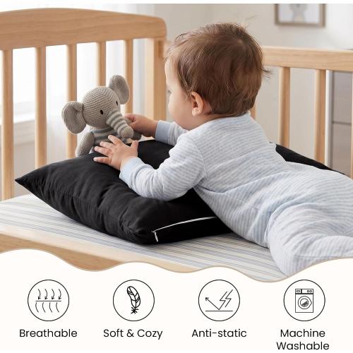 EXQ Home Toddler Pillowcases Zippered 13x18, Set of 2 (Black)