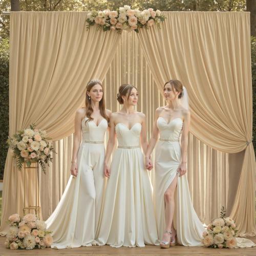 20ftx12ft Beige Backdrop Curtains for Wedding-Wrinkle Free Backdrops Curtain Drapes Fabric Decorations Photo Back Drop Cloth for Baby Shower Photography Stage Reception 4Panels 12ft(H) x 5ft(W)