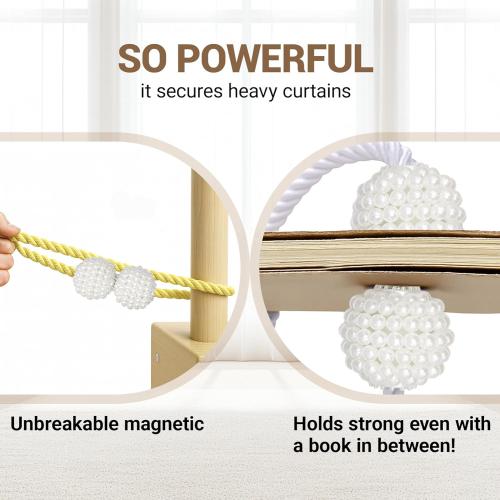 Hion Magnetic Curtain Tiebacks Golden 6 Pack, Curtain Tiebacks Buckles Holdbacks Holders Hooks Clip for Home Bedroom Office Decorative Thick or Thin Curtain