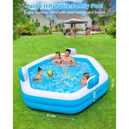Inflatable Pool for Adults, 77 X 71 X 22 Large Blow Up Pool with Pump, Oversized Thickened Full Size Family Swimming Pools for Outdoor Backyard Summer Water Party Indoor Use