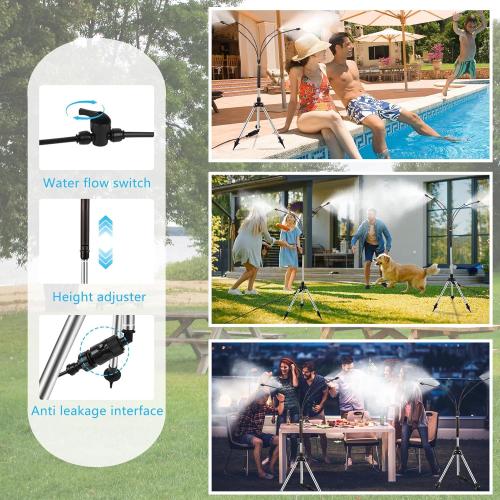 Standing Misters for Outside Patio, 2025 Misters for Outside Patio, Outdoor Adjustable Standing Mister with 32.8FT(10M) Water Supply Line, Mister Cooling System for Backyard,BBQ, Patio Cooling