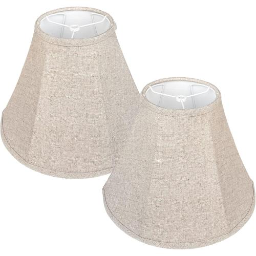 Beige 2 Pack TOOTOO STAR Bell Lamp Shade Set of 2, Linen Lampshade for Floor Light and Table Lamp 6x14x10 inch, DIY Fabric Natural Linen Hand Crafted, Spider (Assembly Required)
