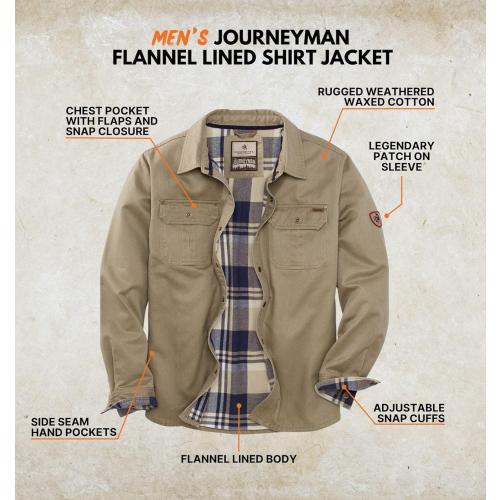Twig Large Legendary Whitetails Men's Flannel Lined Shirt Jacket Waxed Cotton Water Resistant