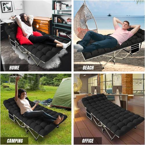 YELLOW JACKET Folding Camping Cot for Adults,600LBS Max Load,28 Wide Sleeping Cot with Removable Thick Mattress Portable Foldable Camping Bed with Carry Bag for Camp,Home,Office,Travel,Black