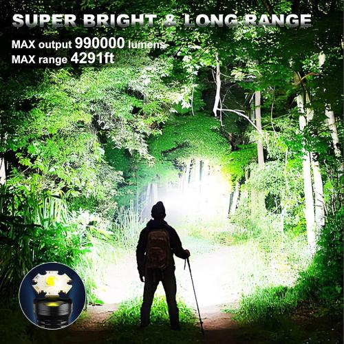 Rechargeable LED Headlamp 990000 High Lumens, 8 Modes Super Bright Head Lamp with Digital Display, 45 Hours Long Battery Life & IPX7 Waterproof Head Light for Outdoor, Camping