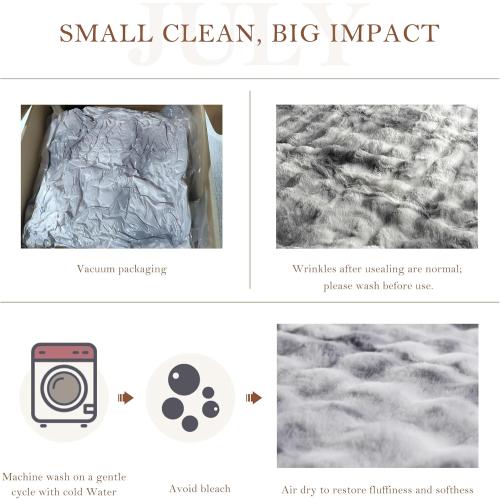 July Warm Bubble Faux Fur Throw Blanket, Thick Reversible Fleece Throw Blanket for Bed, Couch, Sofa, Luxury Fuzzy Blanket, 60x70, Tye Dye Blue