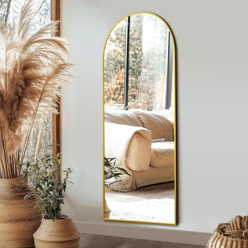 Size 56x20 Color Gold Delma Full Length Mirror, Large Floor Mirror for Wall, Bedroom, Bathroom, Living Room with Aluminium Frame (Stand, Arch 56x20-Gold)