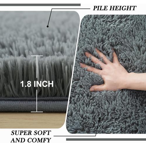 Fluffy Area Rugs for Bedroom 5x7: Shag Rugs for Bedroom - Living Room Area Rug 5x7 Grey Plush Fuzzy Soft Carpet - Teenage Room Dorm Decor Carpets