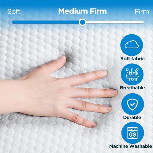 75x38x6 Tri-Fold Memory Foam Mattress, 6 inch Twin Tri-Folding Memory Form Mattress, Collapsible and Washable Cover, Travel and Guest Mat,75x38x6