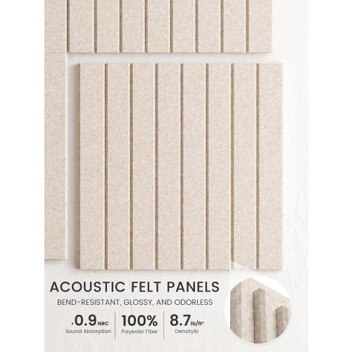 Bumusty Large Cork Board Alternative-48 x 36 Felt Bulletin Board Tiles, with 30 Pushpins, 70 Adhesive Tabs, 12-Pack Slat Wall Paneling, Cork Boards for Office Push Pin Board Felt Board-Oatmeal