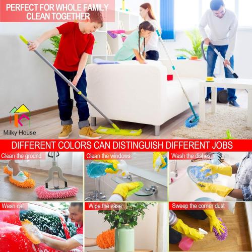 Set of 10 Pieces Microfiber Mop Slippers Shoes Cover Soft Washable Reusable Floor Polishing Dust Dirt Hair Men Women Sweeper Cleaning Mop Tool for House Office Bathroom Kitchen, Multicolored 5 Pairs