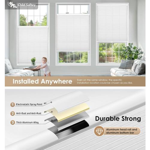 LazBlinds No Tools No Drill Cordless Cellular Shades, Light Filtering Honeycomb Shades for Home, Thermal Insulation Blinds for Windows, 36 W x 48 H, White