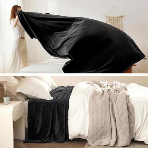 Bedsure GentleSoft Fleece Blankets King Size Black - Bed Blanket Soft Lightweight Plush Cozy Fuzzy Luxury Microfiber, 108x90 inches    **Black**