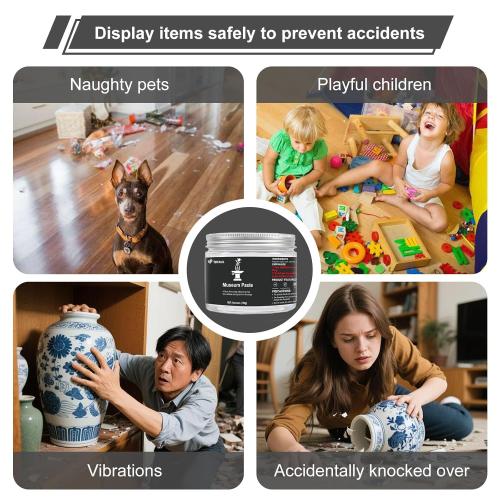 4 oz Exhibits Fixing Gel for Museum, Removable Clear Museum Paste Putty Wax, Reusable & No Residue, Fixed Collection Artifacts and Decorations to Prevent Vibration, Falling