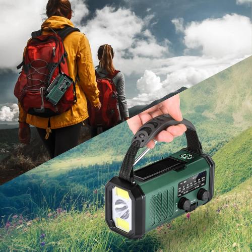 10000mAh Hand Crank Emergency Radio, NOAA Weather Radio with AM/FM & solar Radio, Rechargeable Battery, Flashlight & Reading Light, SOS Alarm, Compass Cell Phone Charger for Indoor Outdoor Emergencies