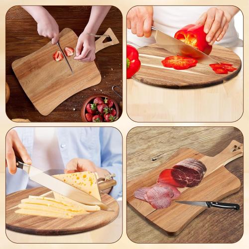 Hsei 2 Pcs Wood Cutting Boards with Handle Charcuterie Boards, Practical