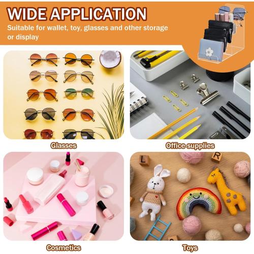 Giantree Acrylic Wallet Display Stand, 2 PCS 6 Tier Clear Purse Handbag Organizer Jewelry Riser Display Stand 7.8 Clear Multi Slot Counter Table Shelf for Cosmetic Perfume Sunglasses Handbag