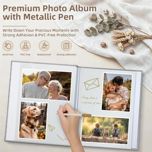 Popotop Photo Album Self Adhesive Scrapbook Album for 4x6 5x7 8x10 Pictures DIY Photo Book as Scrapbooking Supplies Kits, Birthday Gifts for Women Mom Wedding Baby Family Travel