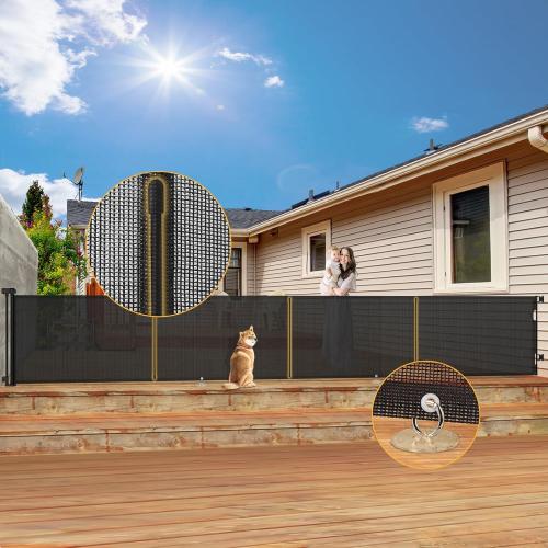 200'' Retractable Baby Gates Extra Wide,34 Tall Retractable Dog Gate for Doorways,Extra Long Retractable Baby Gate for Stairs,Kitchen,Indoor/Outdoor Retractable Gate with Fiberglass Reinforcement Rod