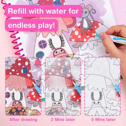 Avenir Reusable Water Coloring Book for Toddlers 3-5 Years, Road Trip & Airplane Mess-Free Portable Educational 4 in 1 Creative Set Water-Reveal Paint Activity Doodle Pad Kids Art Crafts